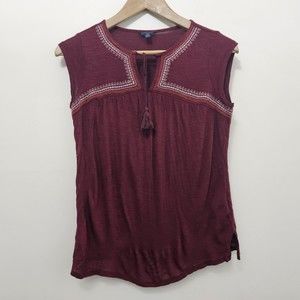 AEROPOSTALE Women's Blouse Top Burgendy Fair Isle Size XS